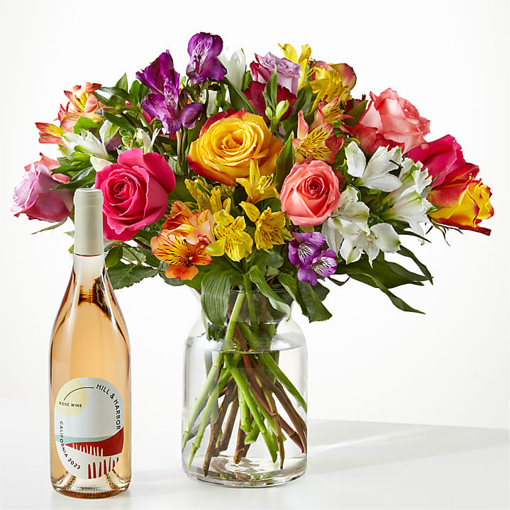 product image for Smiles & Sunshine Bouquet and Wine Gift Set
